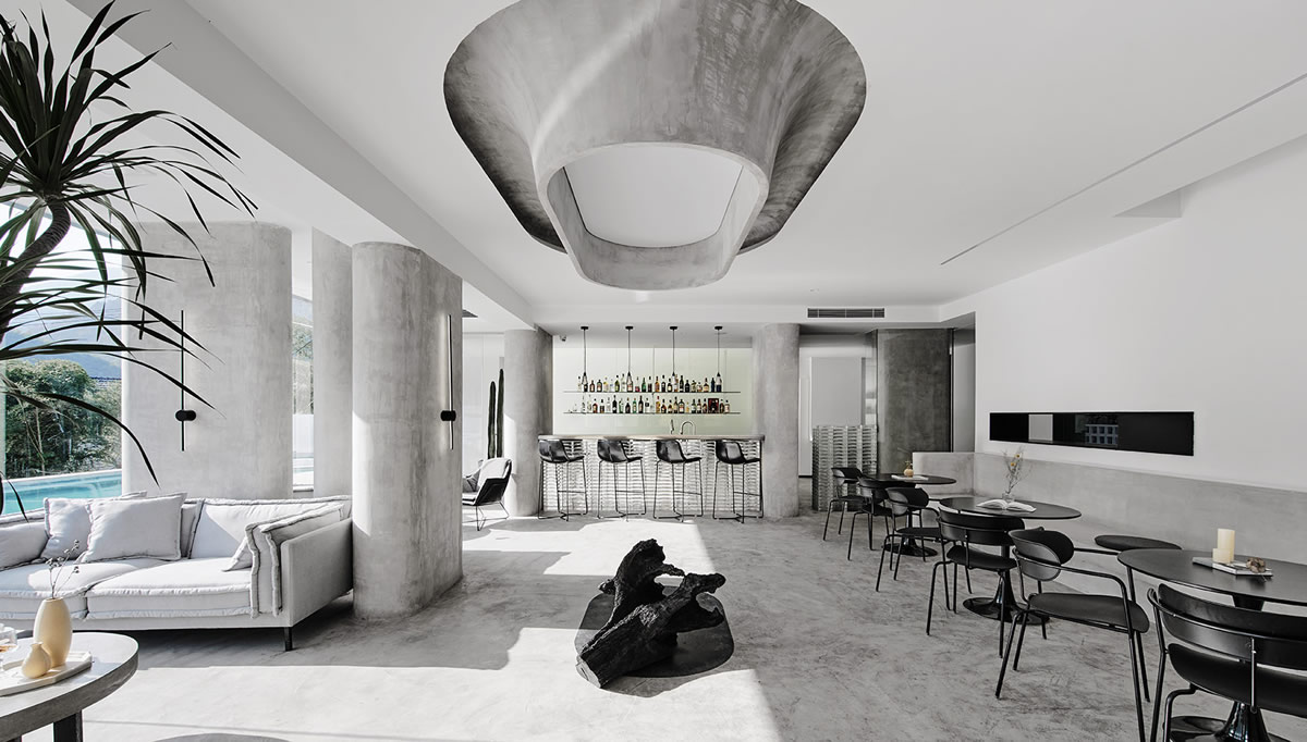 六安民宿----&ldquo;白+灰&rdquo;简约风格民宿休闲厅